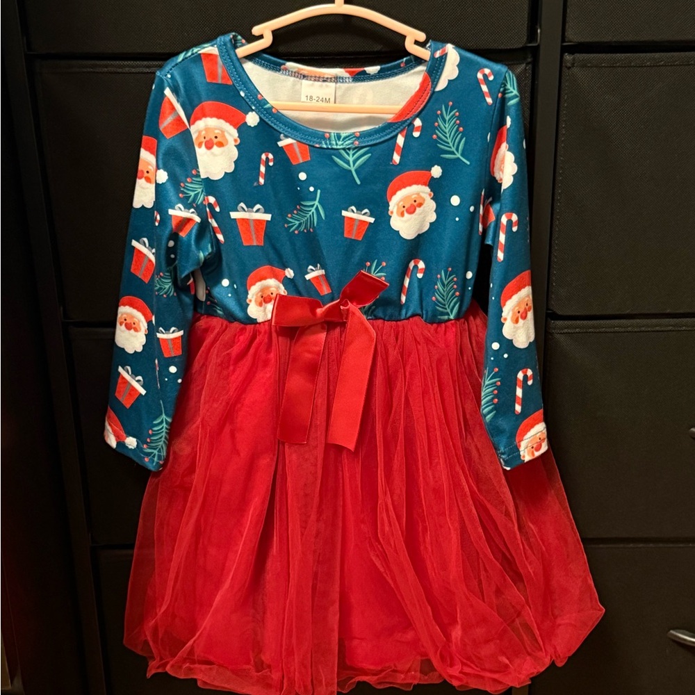 Festive Santa Dress - Red and Blue